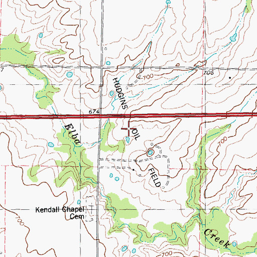 Topographic Map of Hudgins Oil Field, TX