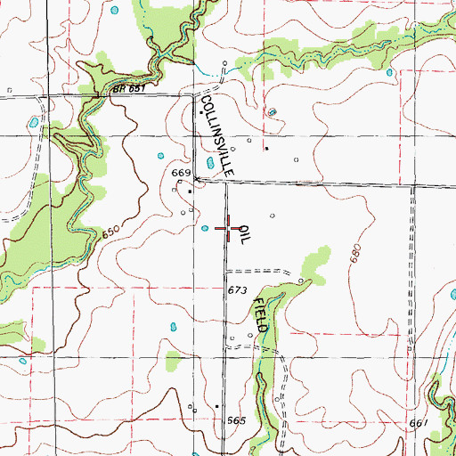 Topographic Map of Collinsville Oil Field, TX