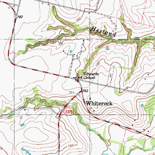 Topographic Map of Edwards Chapel, TX