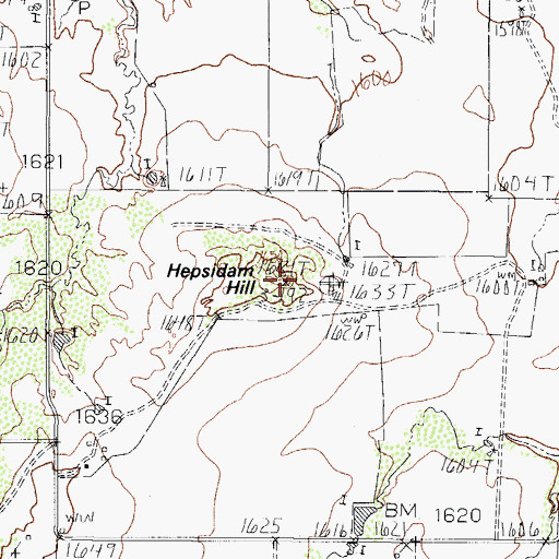 Topographic Map of Hepsidam Hill, TX