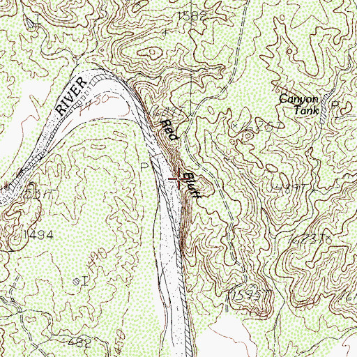 Topographic Map of Red Bluff, TX