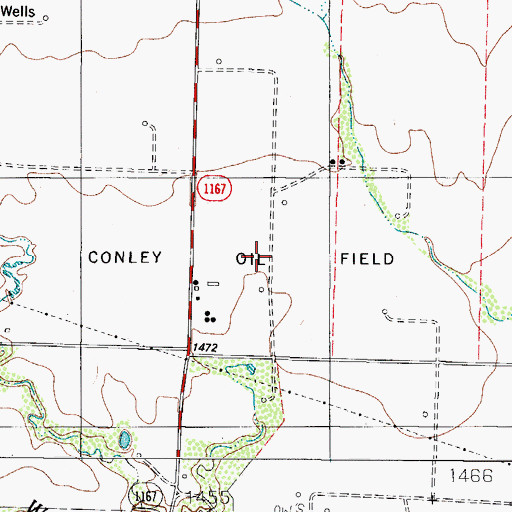 Topographic Map of Conley Oil Field, TX