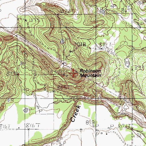 Topographic Map of Robinson Mountain, TX