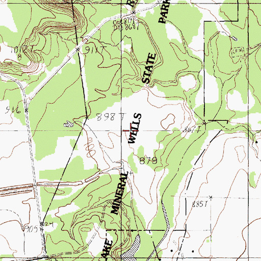 Topographic Map of Lake Mineral Wells State Park, TX