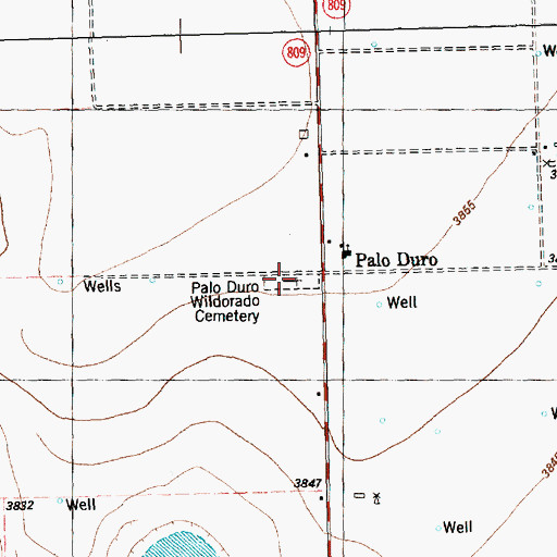 Topographic Map of Palo Duro Wildorado Cemetery, TX