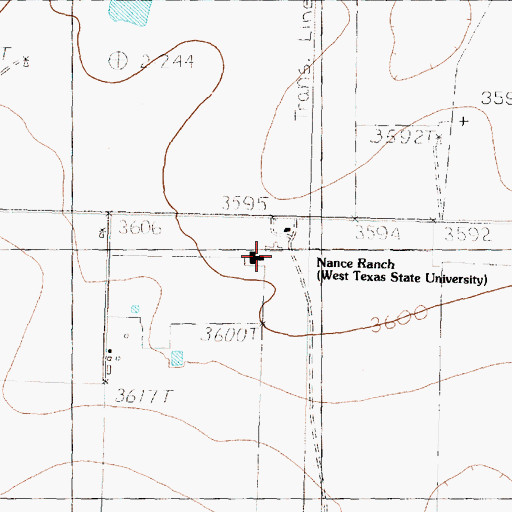 Topographic Map of Nance Ranch - West Texas State University, TX