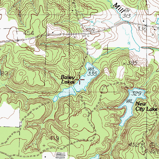 Topographic Map of Bailey Lakes, TX