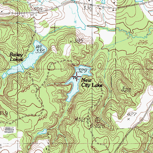 Topographic Map of New City Lake, TX