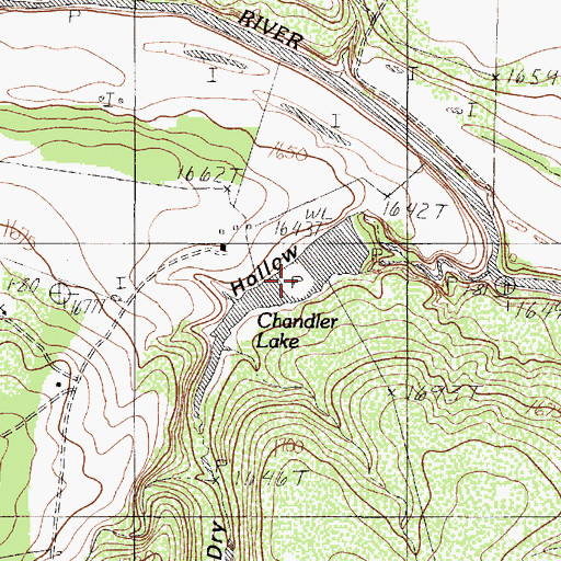 Topographic Map of Chandler Lake, TX
