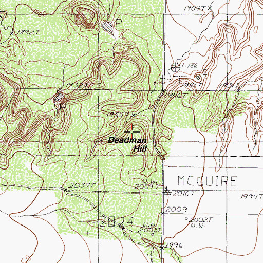 Topographic Map of Deadman Hill, TX