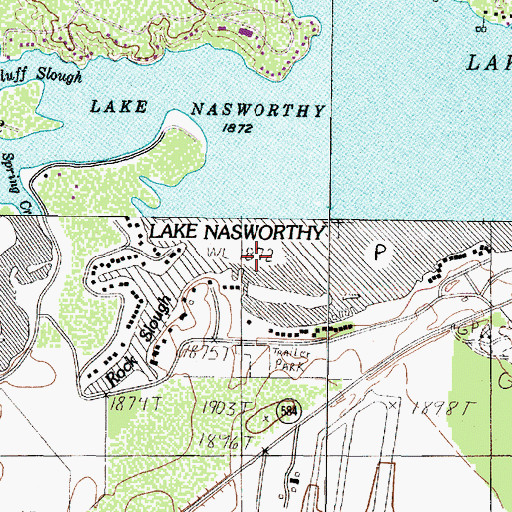 Topographic Map of Lake Nasworthy, TX