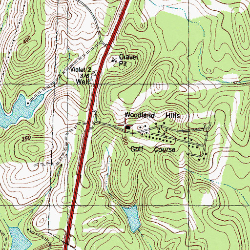 Topographic Map of Woodland Hills Golf Course, TX
