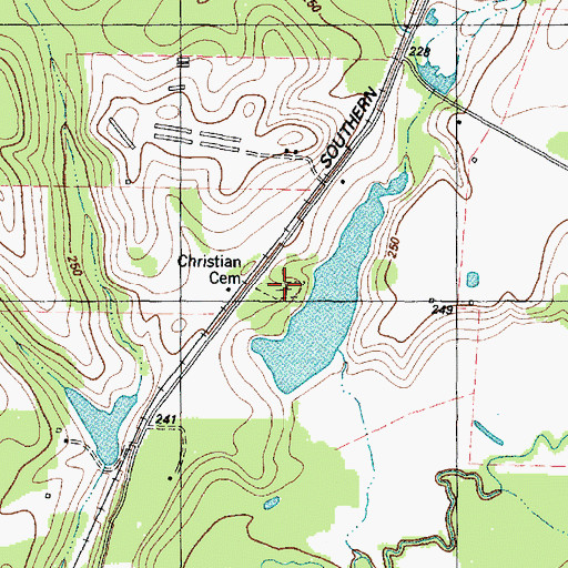 Topographic Map of Christian Cemetery, TX