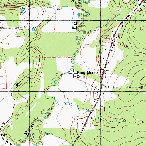 Topographic Map of King Moore Cemetery, TX