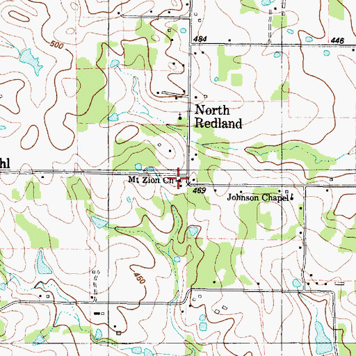 Topographic Map of Mount Zion Church, TX