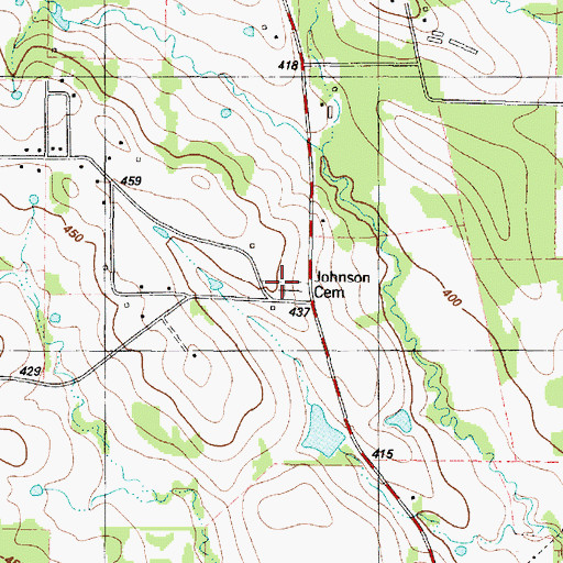 Topographic Map of Johnson Cemetery, TX