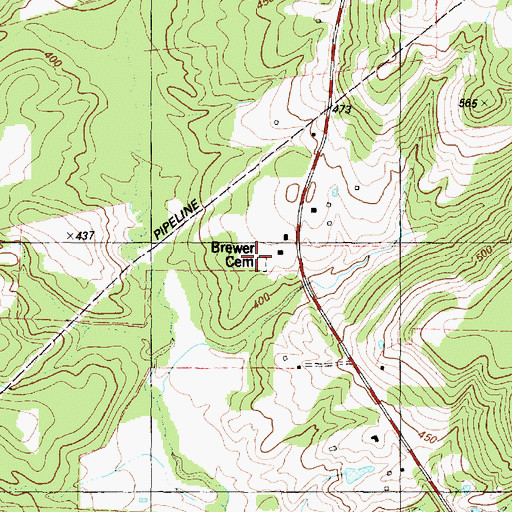Topographic Map of Brewer Cemetery, TX
