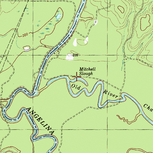 Topographic Map of Mitchell Slough, TX