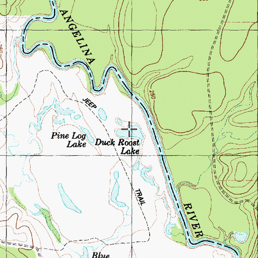 Topographic Map of Duck Roost Lake, TX