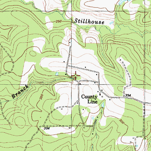 Topographic Map of Baxter Branch, TX