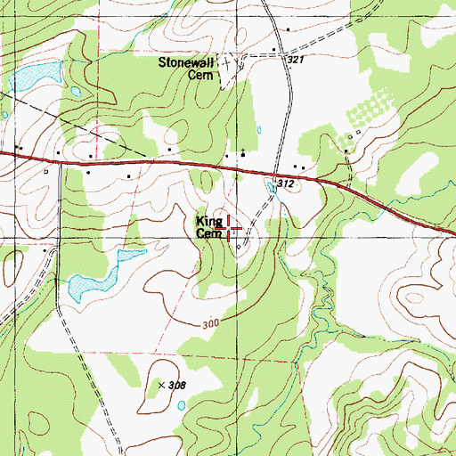 Topographic Map of King Cemetery, TX