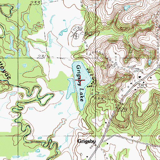 Topographic Map of Grisby Lake, TX