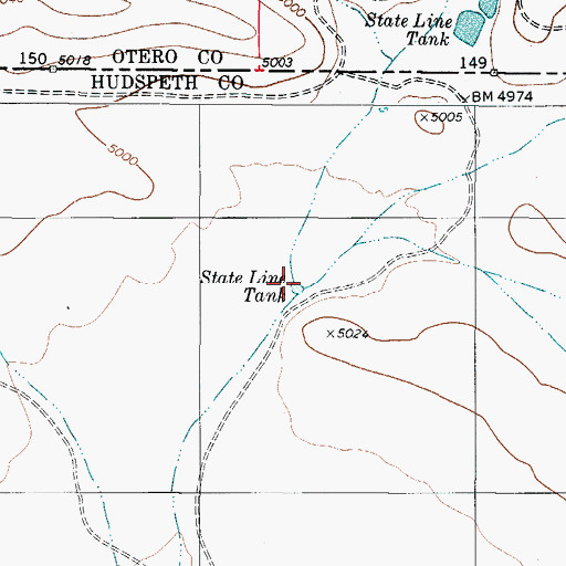 Topographic Map of State Line Tank, TX