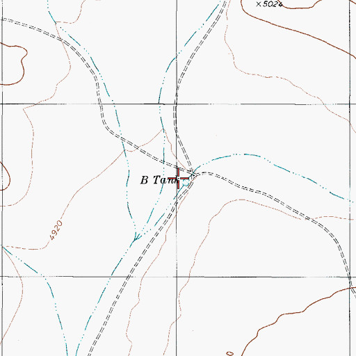 Topographic Map of B Tank, TX