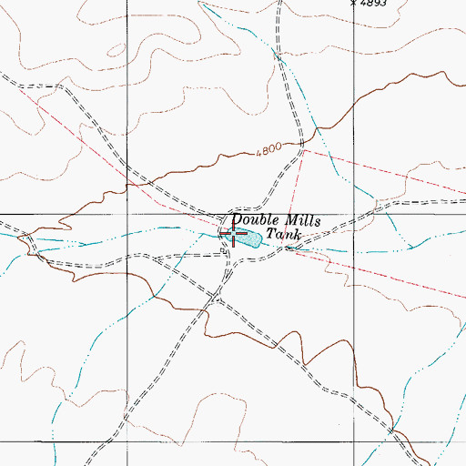Topographic Map of Double Mills Tank, TX