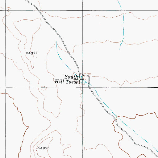 Topographic Map of South Hill Tank, TX