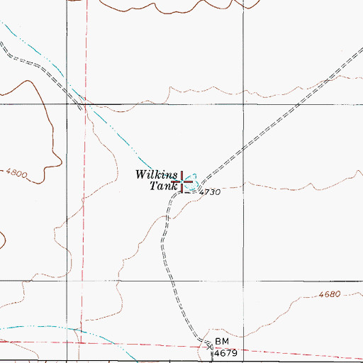 Topographic Map of Wilkins Tank, TX