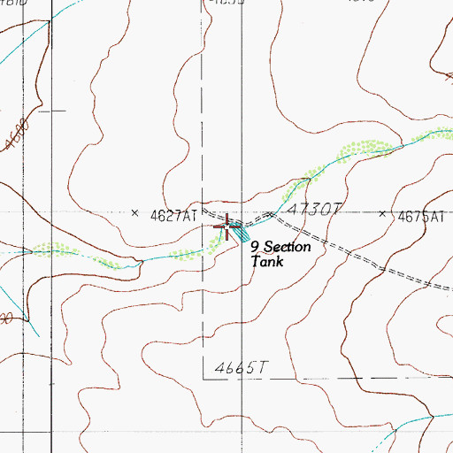 Topographic Map of 9 Section Tank, TX