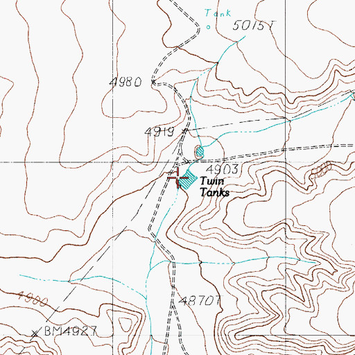 Topographic Map of Twin Tanks, TX