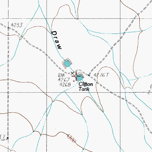 Topographic Map of Clifton Tank, TX