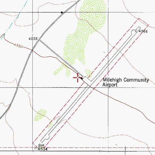 Topographic Map of Milehigh Community Airport (historical), TX