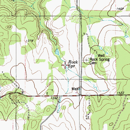 Topographic Map of Rock Springs, TX