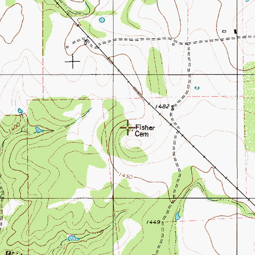 Topographic Map of Fisher Cemetery, TX