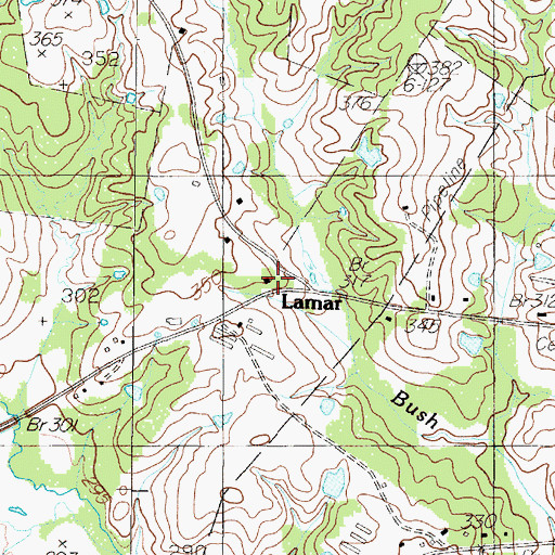 Topographic Map of Lamar, TX