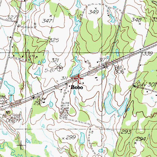 Topographic Map of Bobo, TX