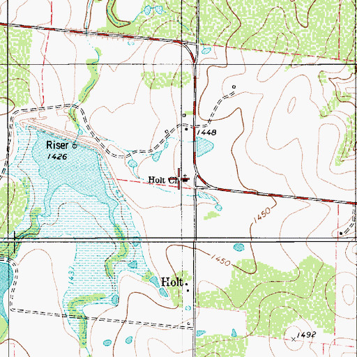 Topographic Map of Holt Church, TX