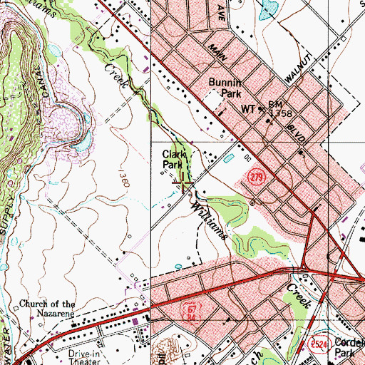 Topographic Map of Clark Park, TX