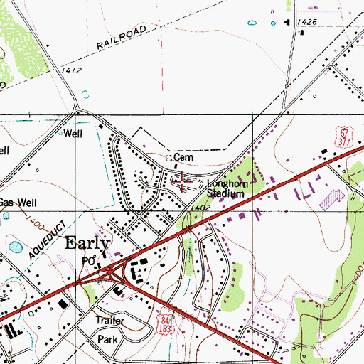 Topographic Map of Longhron Stadium, TX
