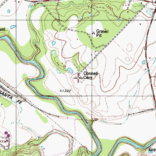 Topographic Map of Connell Cemetery, TX