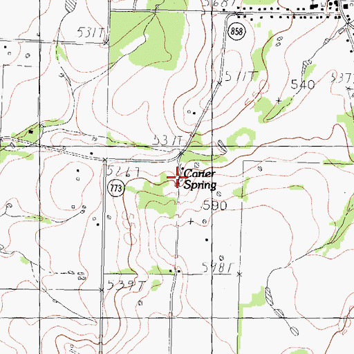 Topographic Map of Carter Spring, TX