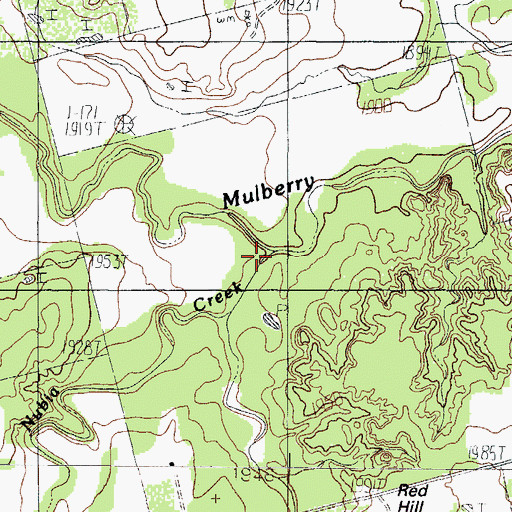 Topographic Map of Nubia Creek, TX