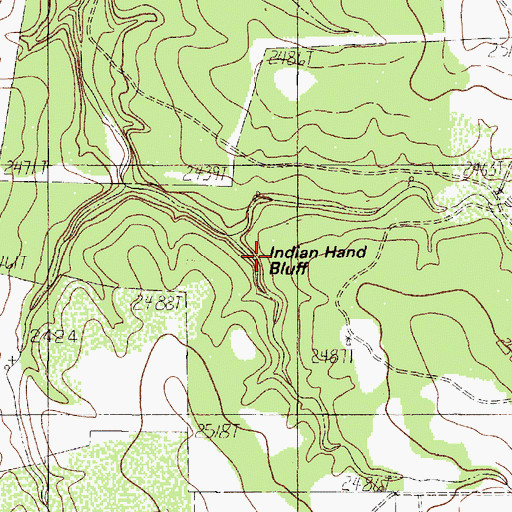 Topographic Map of Indian Hand Bluff, TX