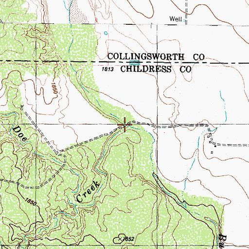 Topographic Map of Doe Creek, TX