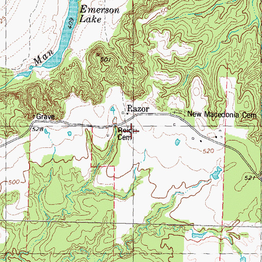 Topographic Map of Reid Cemetery, TX