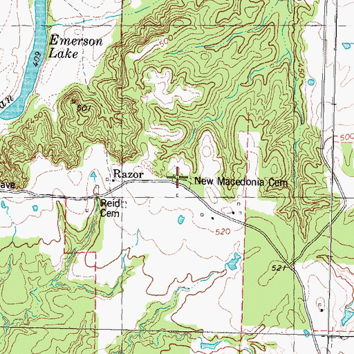 Topographic Map of Macedonia Cemetery, TX