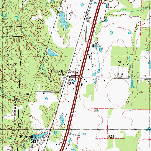 Topographic Map of Church of God, TX
